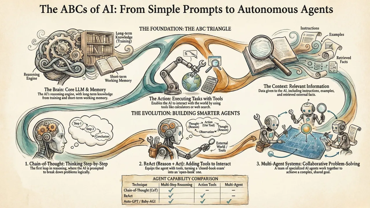 Harnessing the Power of Generative AI: A Primer to the Action-Brain-Context (ABC) Framework for LLMs and the Ongoing Evolution of Prompt Engineering and Autonomous AI Agents