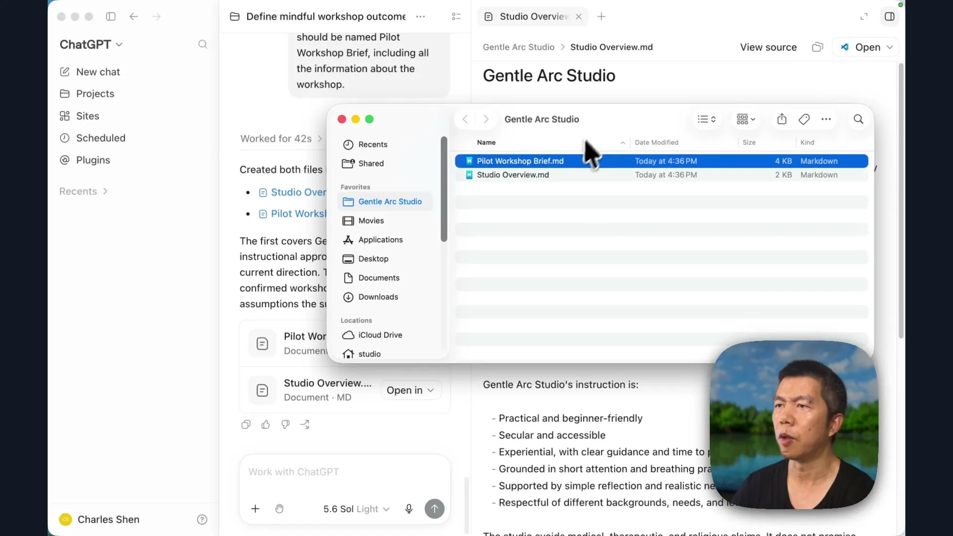 The studio overview and workshop brief saved in the local project folder.