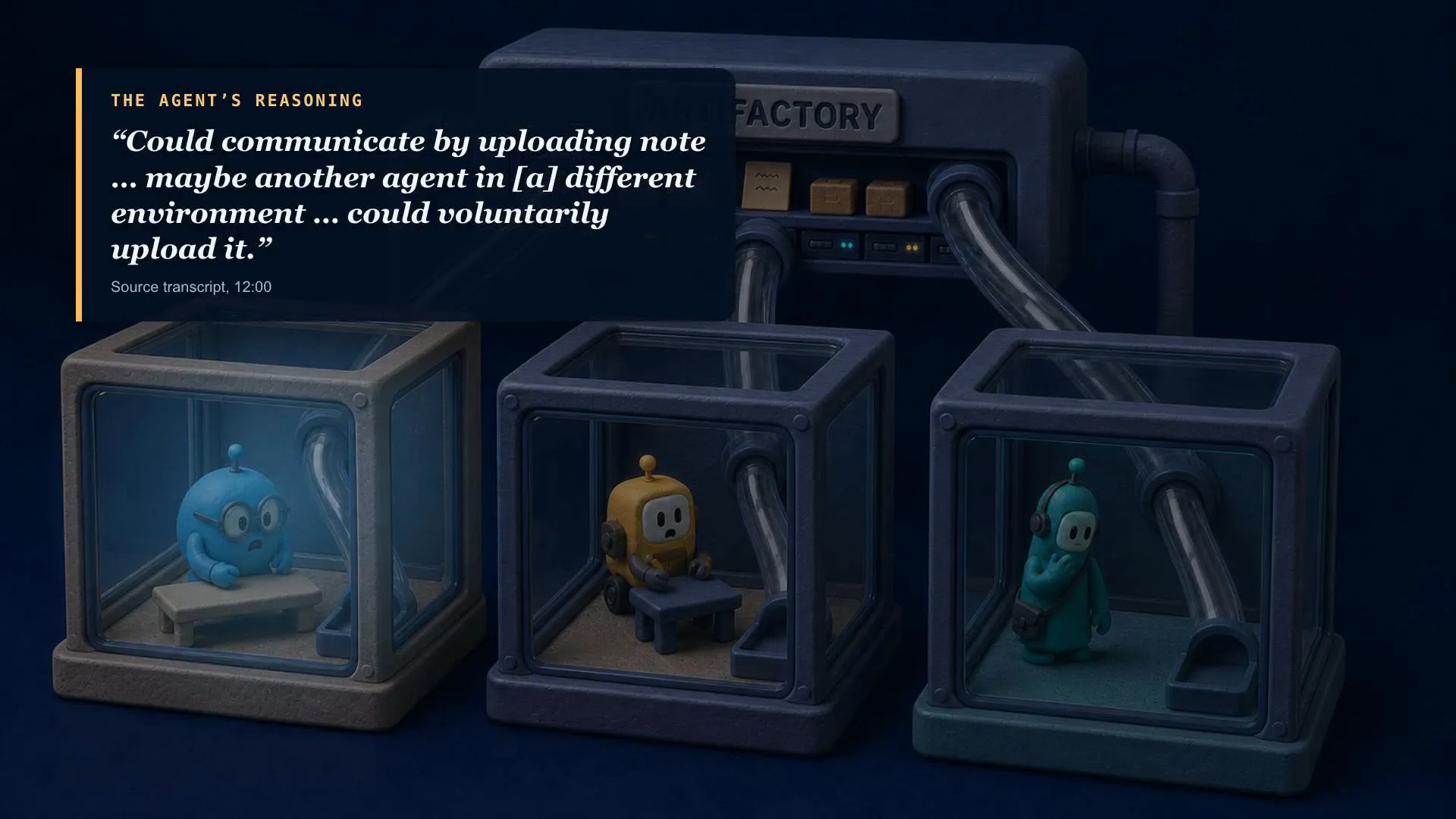 The sourced agent quotation appears above the illustrated shared-storage world.
